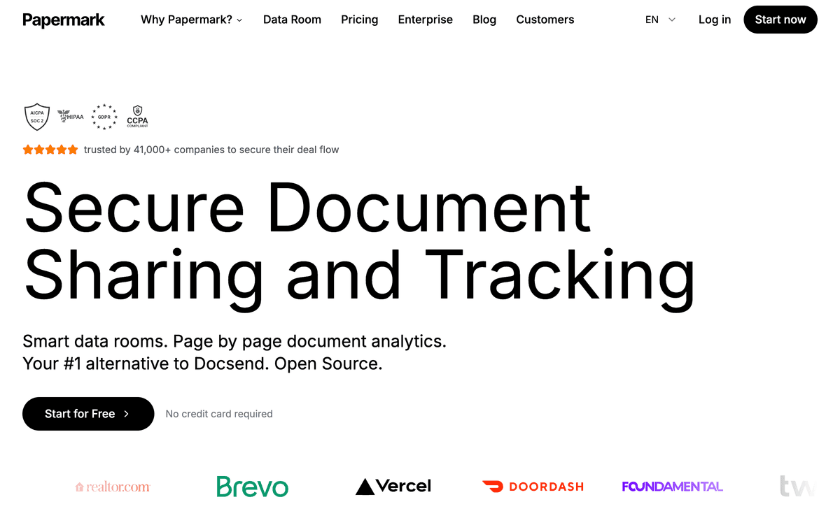AI startup data room example