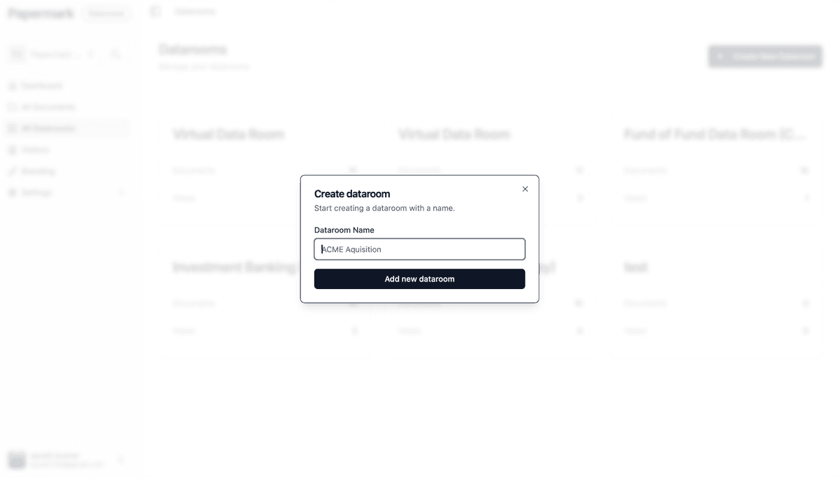 Papermark Dataroom Setup