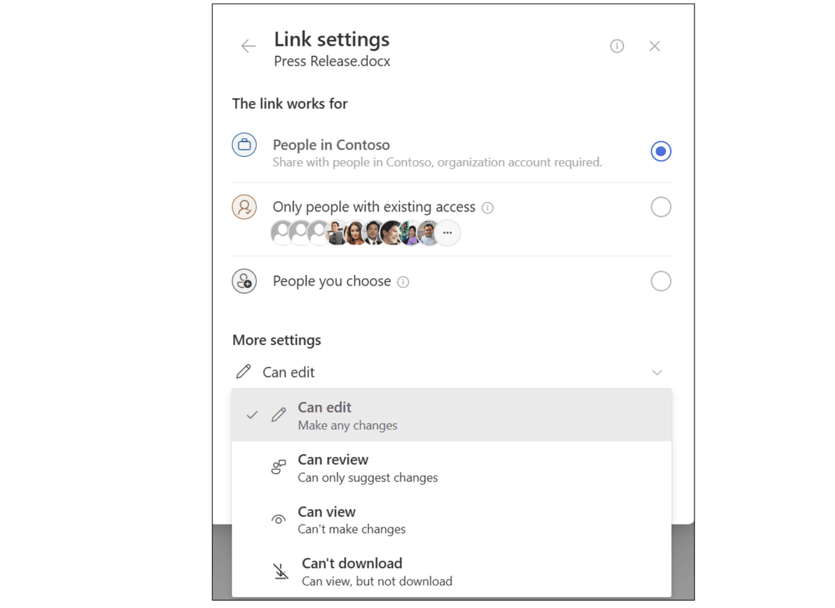 SharePoint sharing interface