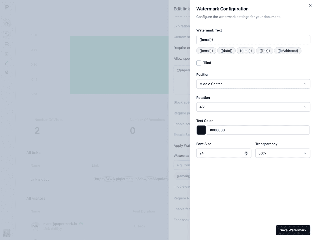 Watermark Configuration Options