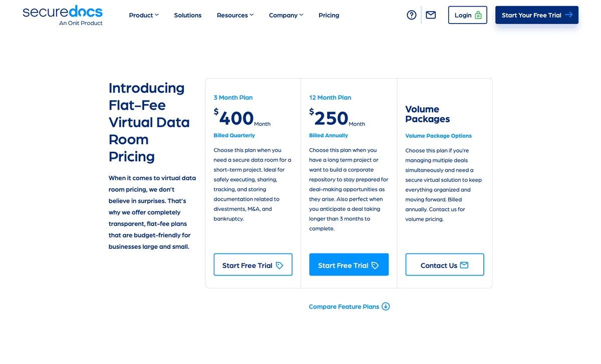 SecureDocs Pricing