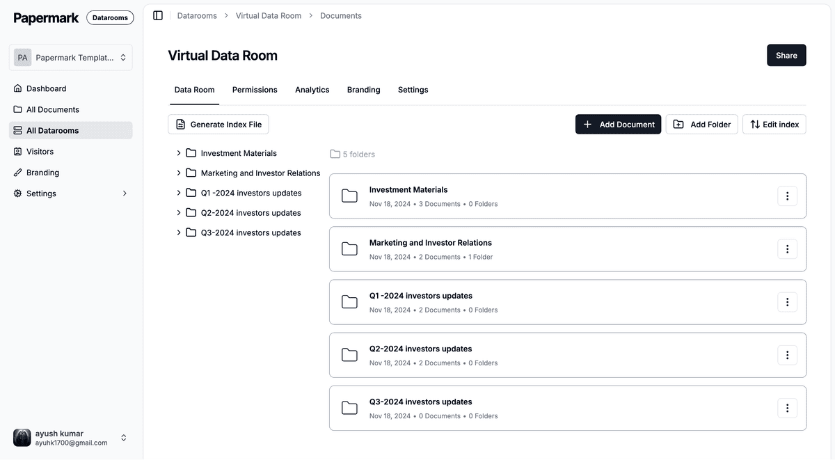 Data Room Security Interface