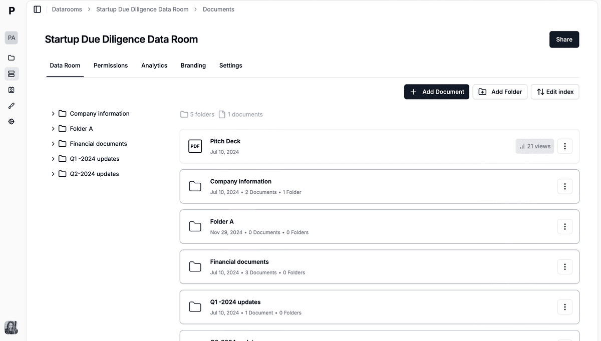 Startup Due Diligence Data Room