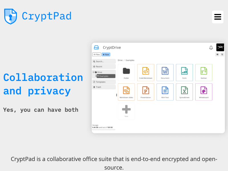Cryptpad interface