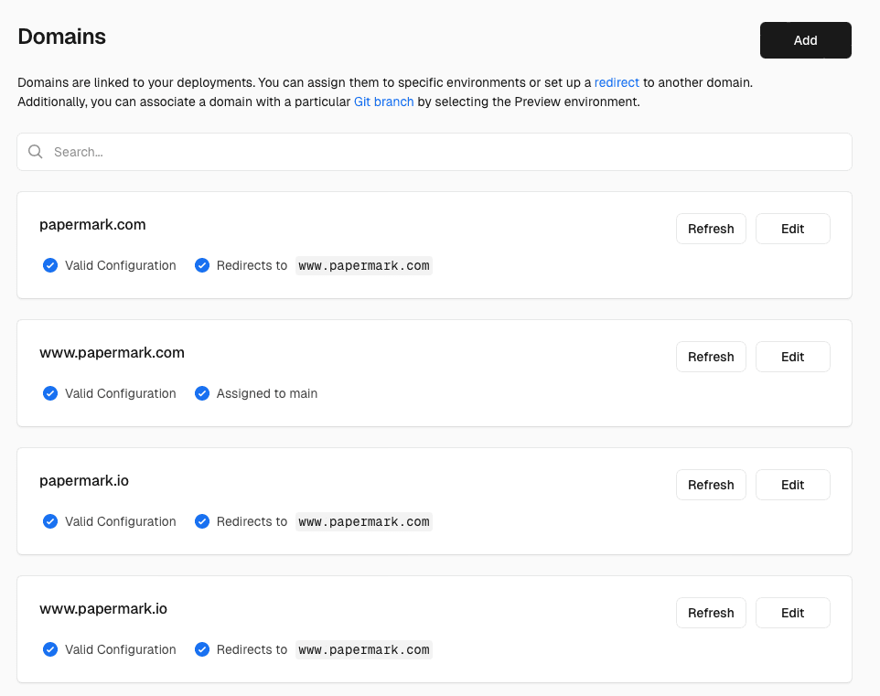 Adding domain in Vercel