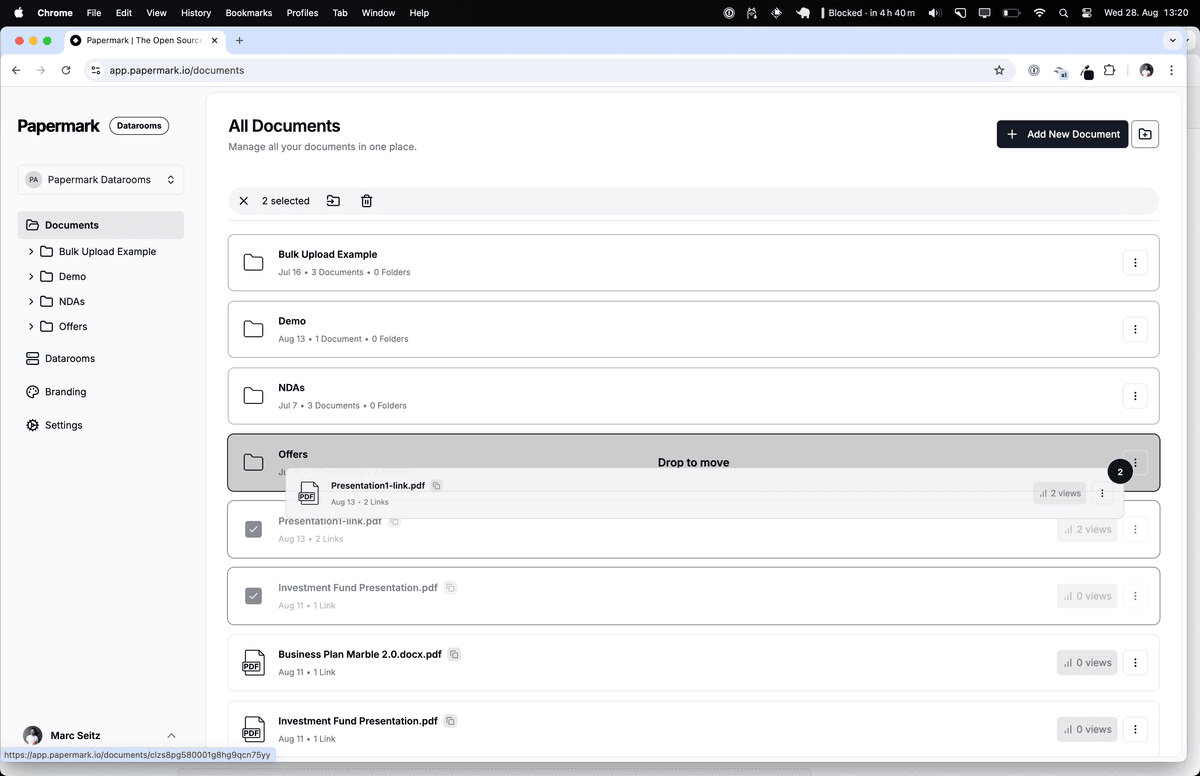 Drag and drop documents
