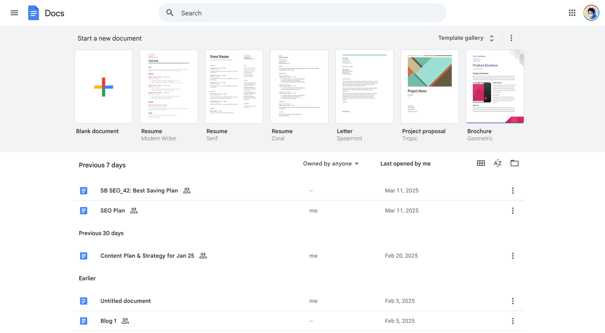 Google Document with lock icon
