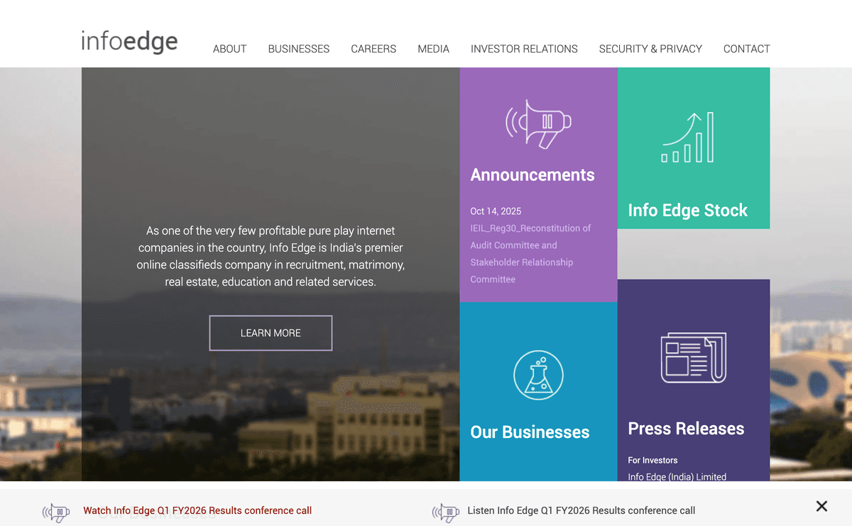 infoedge.in website