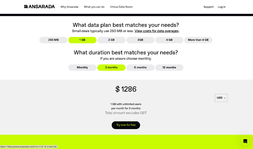 Tarification Ansarada