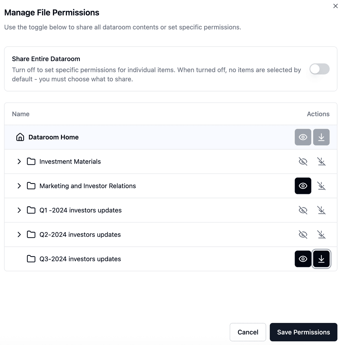 Granulare Dateiauswahl-Oberfläche