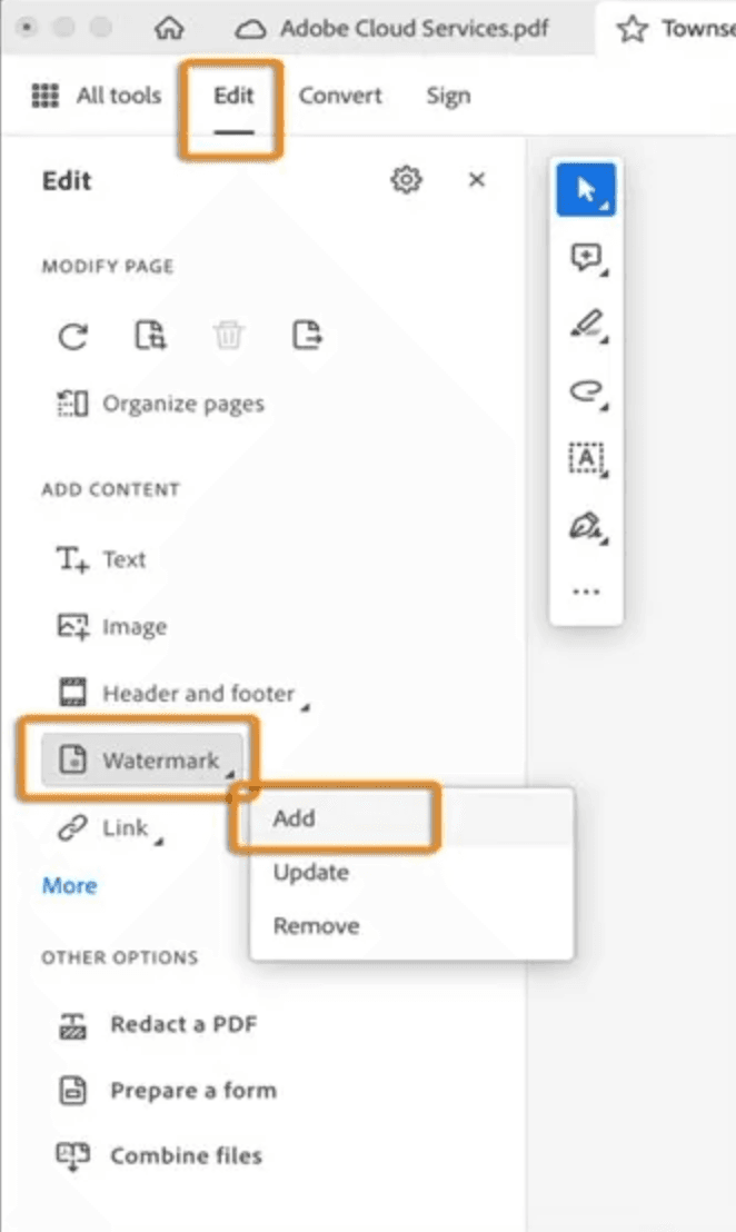 Herramienta de marca de agua de Adobe Acrobat