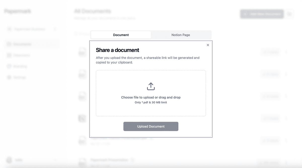 Chargeur de document Papermark