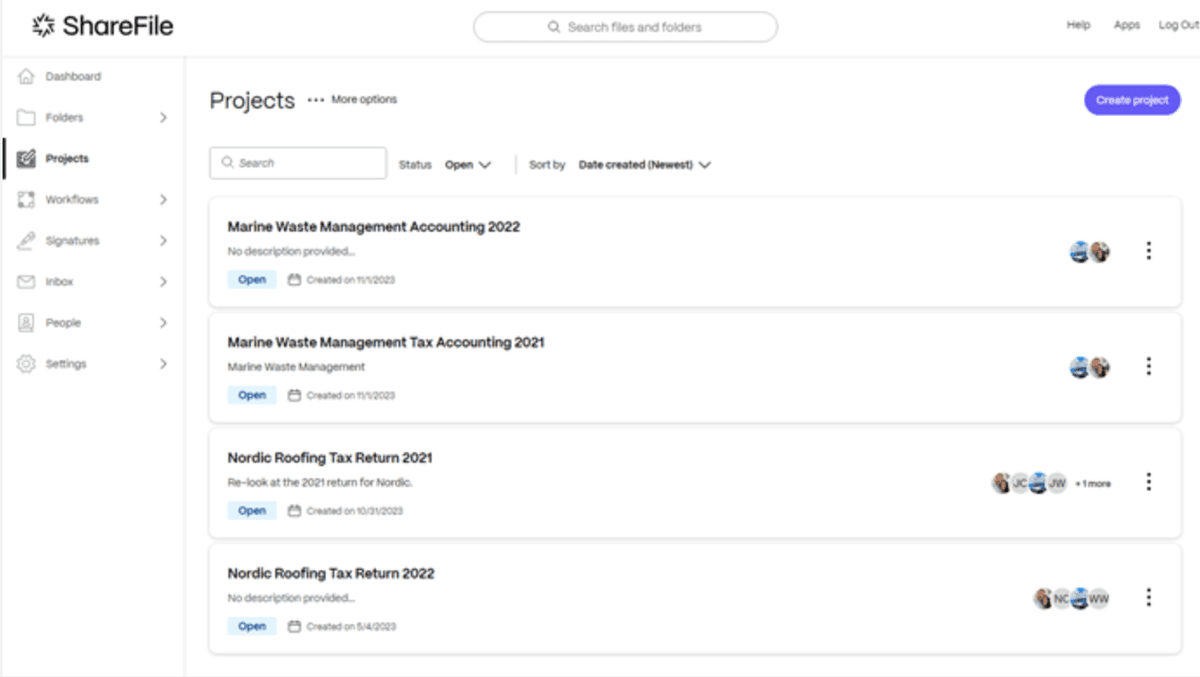 ShareFile Preisübersicht Screenshot