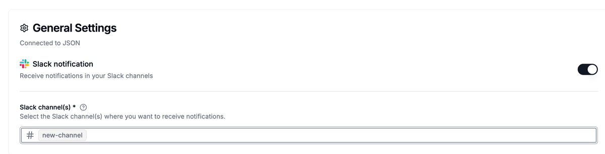 Select Slack channel for notifications