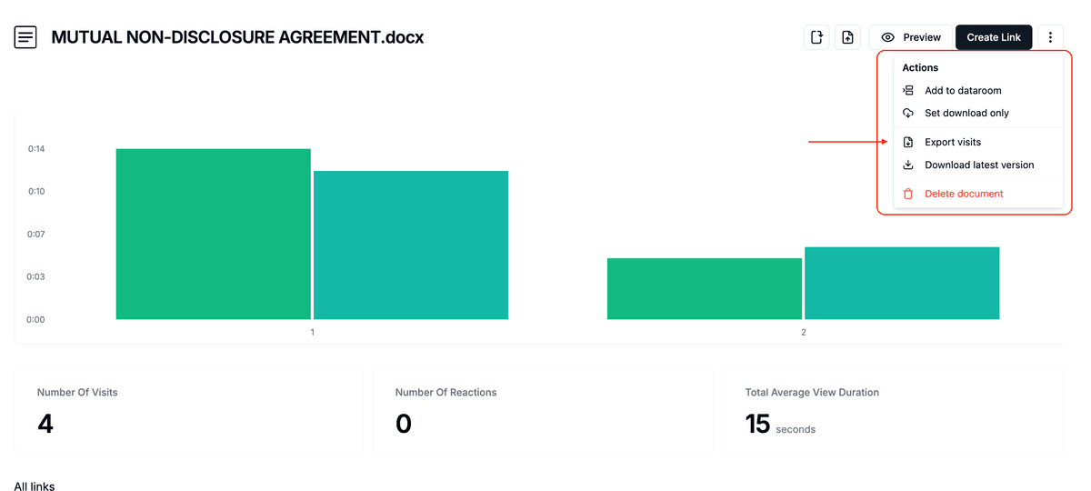 Bouton d'exportation des analyses de document