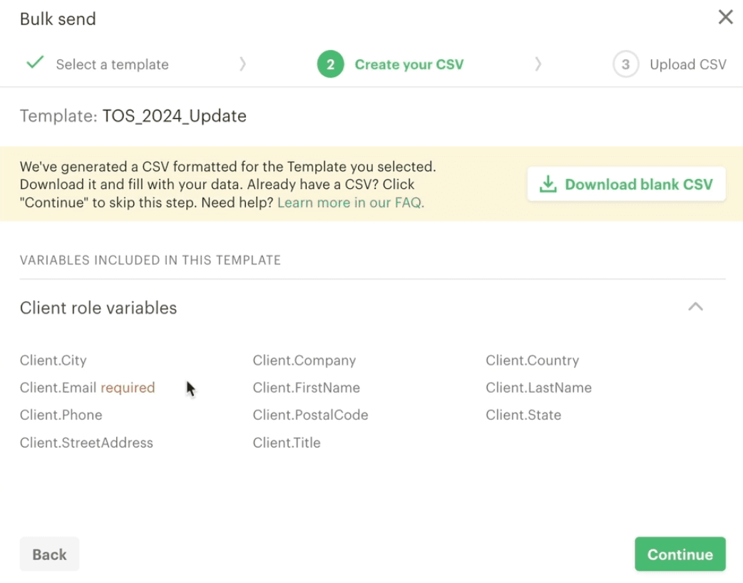 Révision de l'envoi en masse PandaDoc