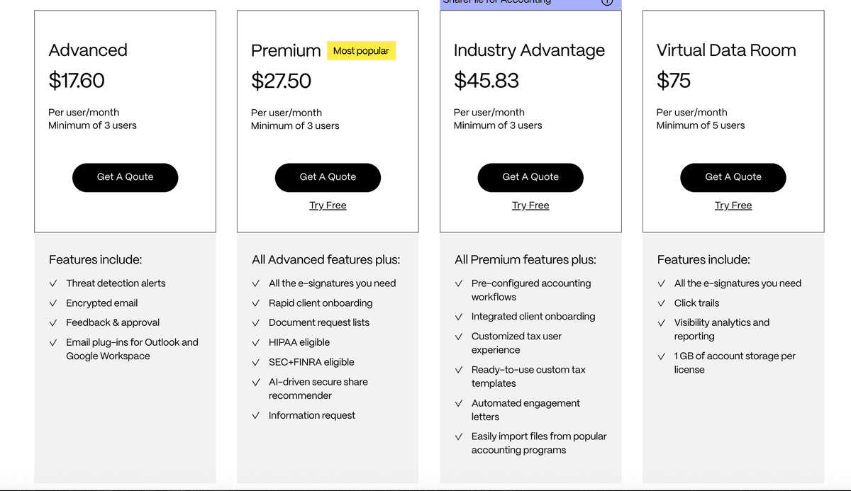 ShareFile Benutzeroberfläche Screenshot