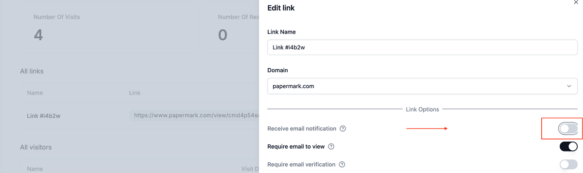 Notification disabled confirmation