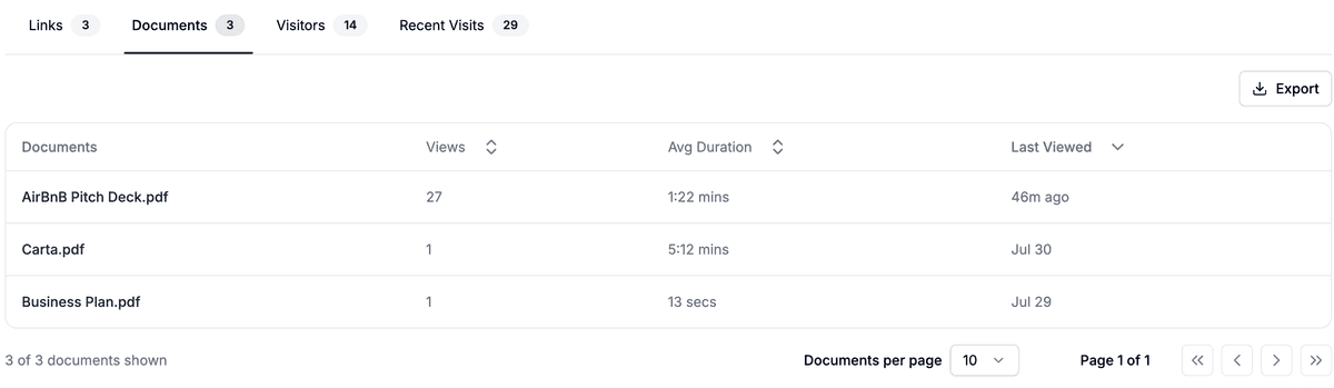 Capture d'écran de l'onglet Documents
