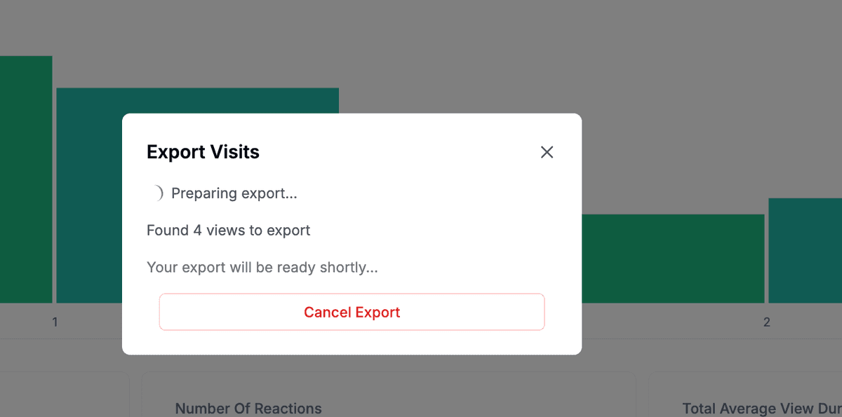 Confirmation d'exportation avec téléchargement en cours