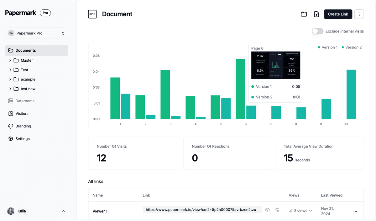 Papermark document analytics