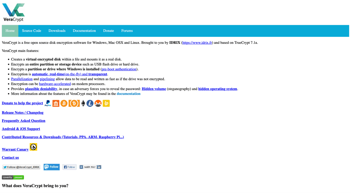 VeraCrypt-Oberfläche