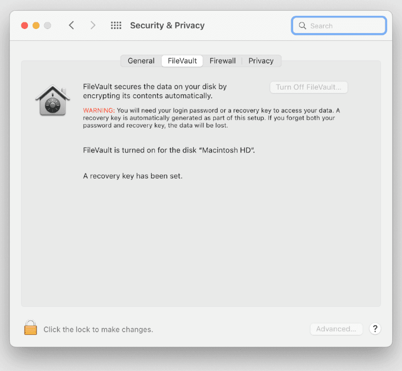 FileVault encryption