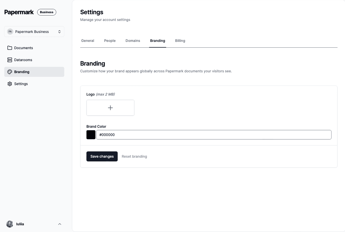 Custom branded document shared via Papermark.io