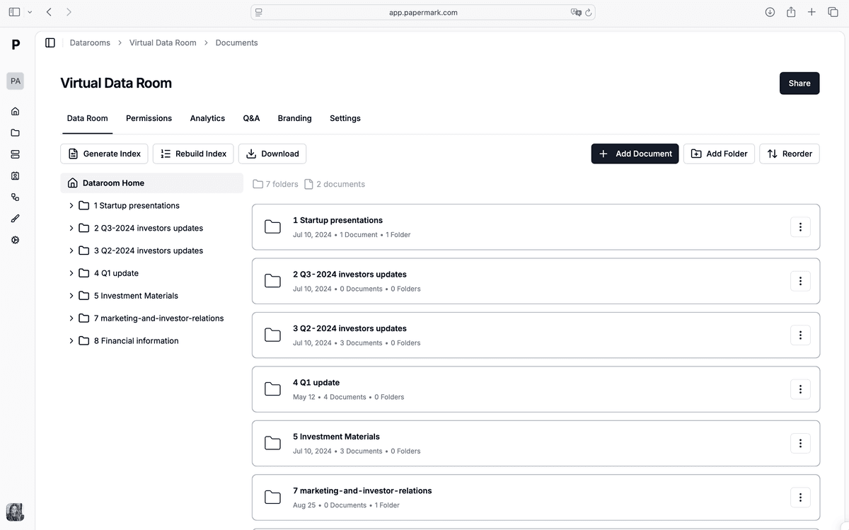 Papermark Mobile Interface