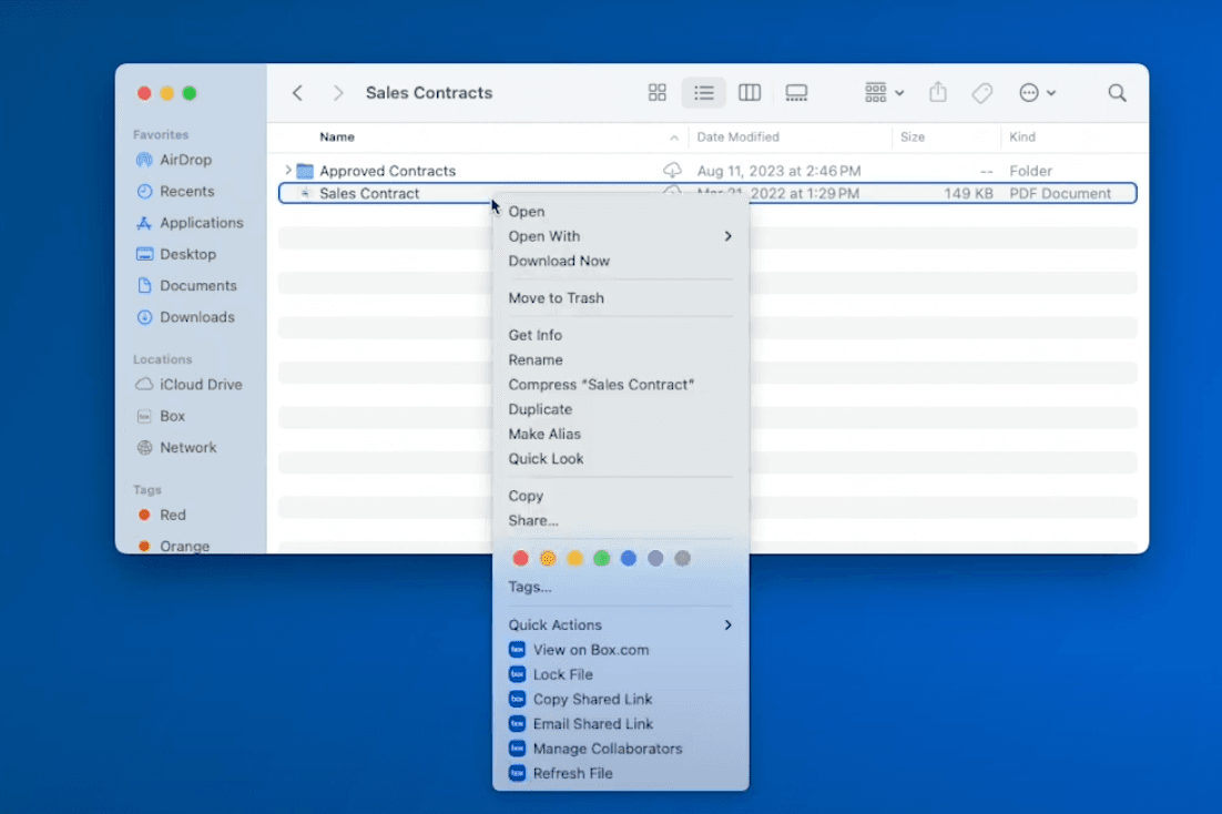 Partage de documents Box : Aperçu rapide