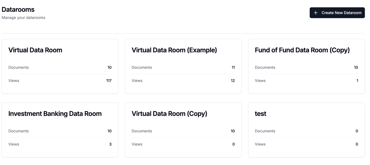 Liste des data rooms