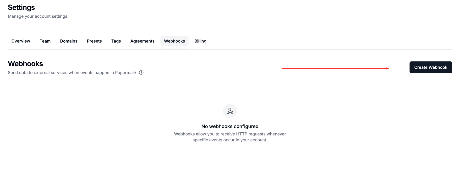 Create a webhook to connect external tools