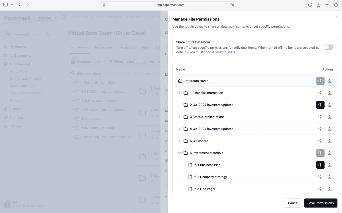 Papermark Data Room Interface