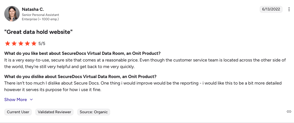 SecureDocs G2 Reviews