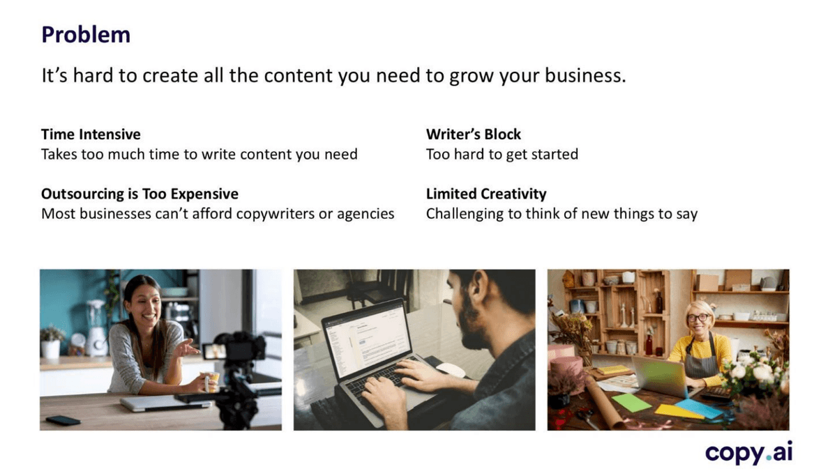 Copy.ai Marktchancen-Folie