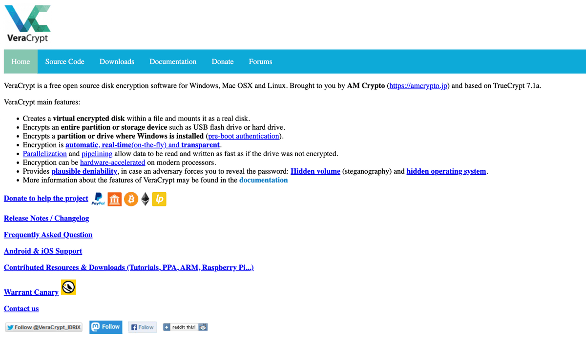 VeraCrypt disk encryption