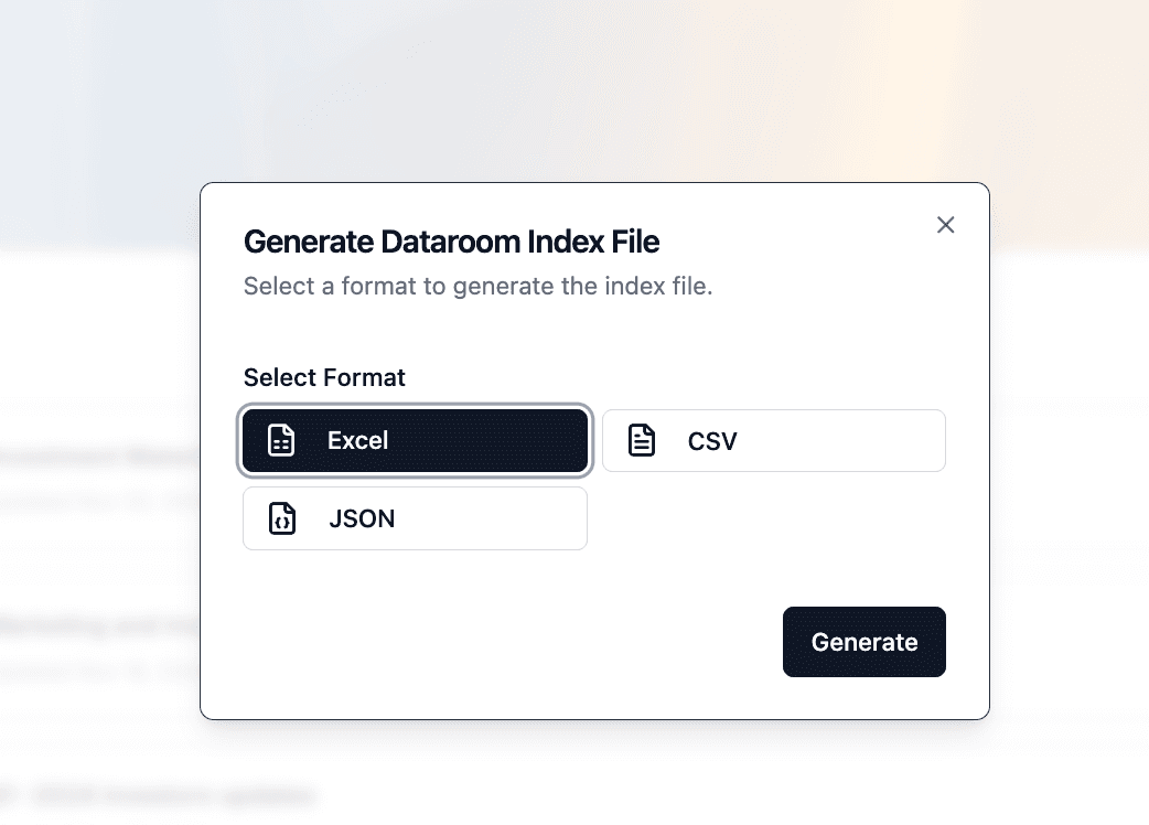 Confirmation de génération d'index