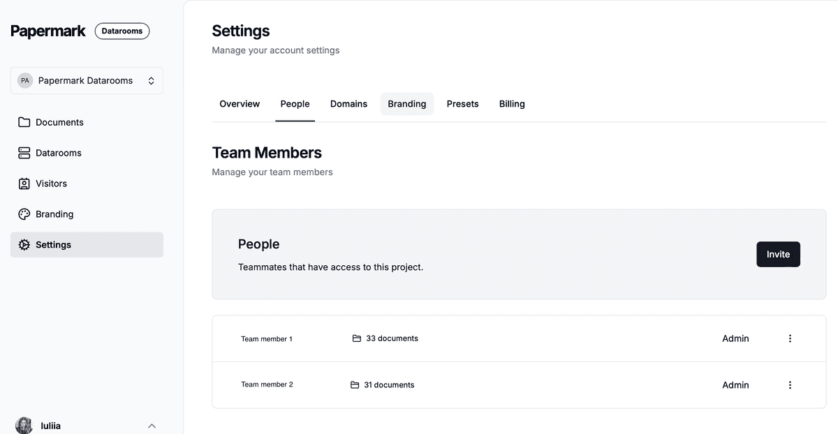Team Settings