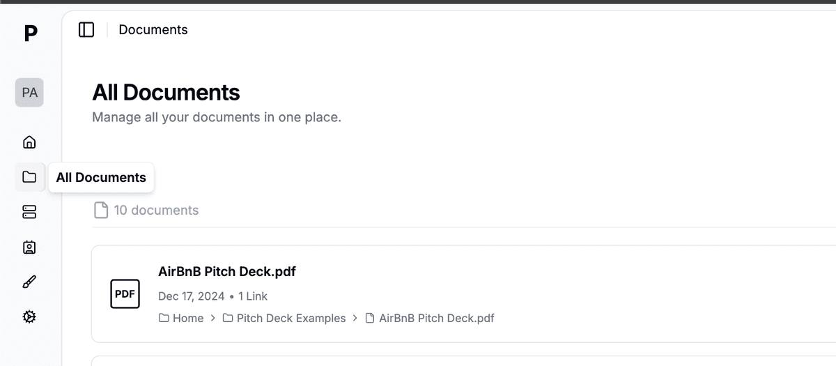 Page de documents avec bouton de tri visible