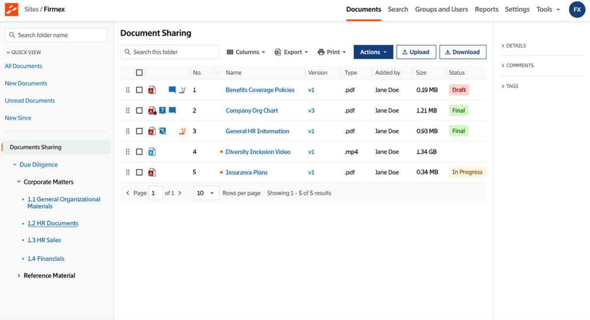 Firmex Interface Screenshot