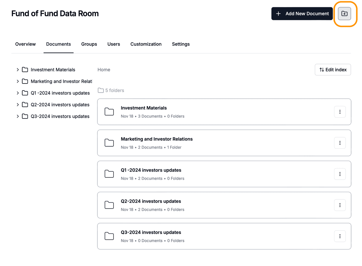 Desde la vista de la sala de datos