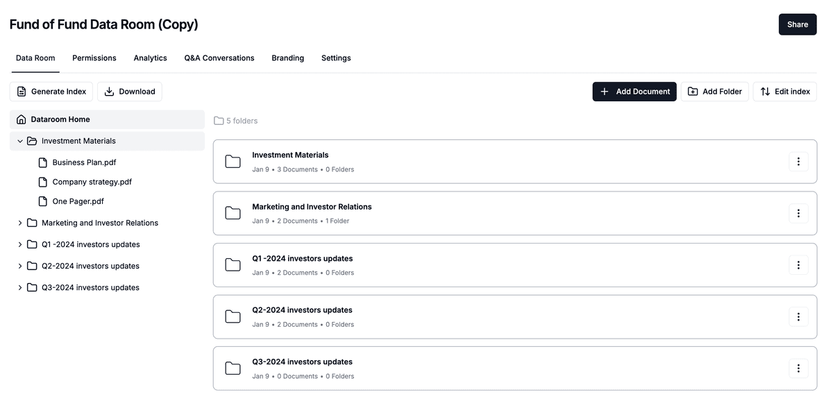 Papermark Data Room Organization