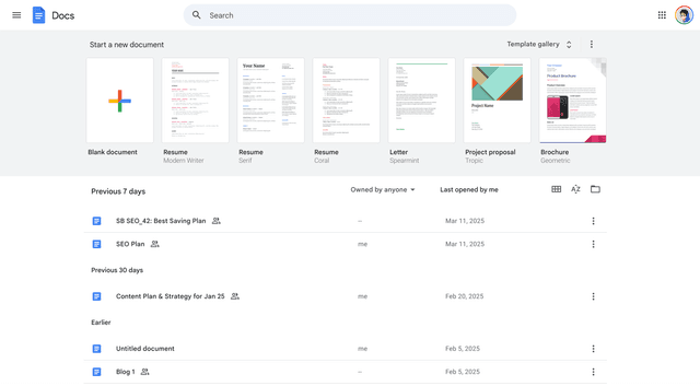 Google Drive file management interface