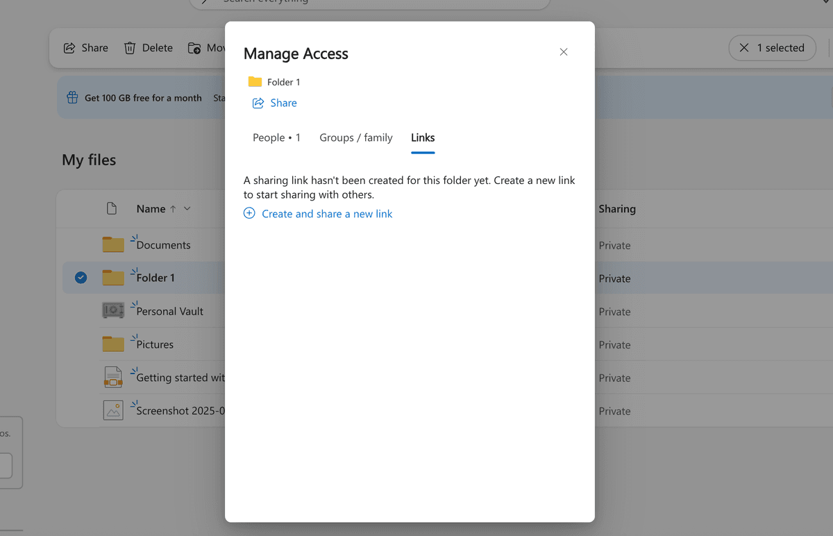 Lien de partage OneDrive
