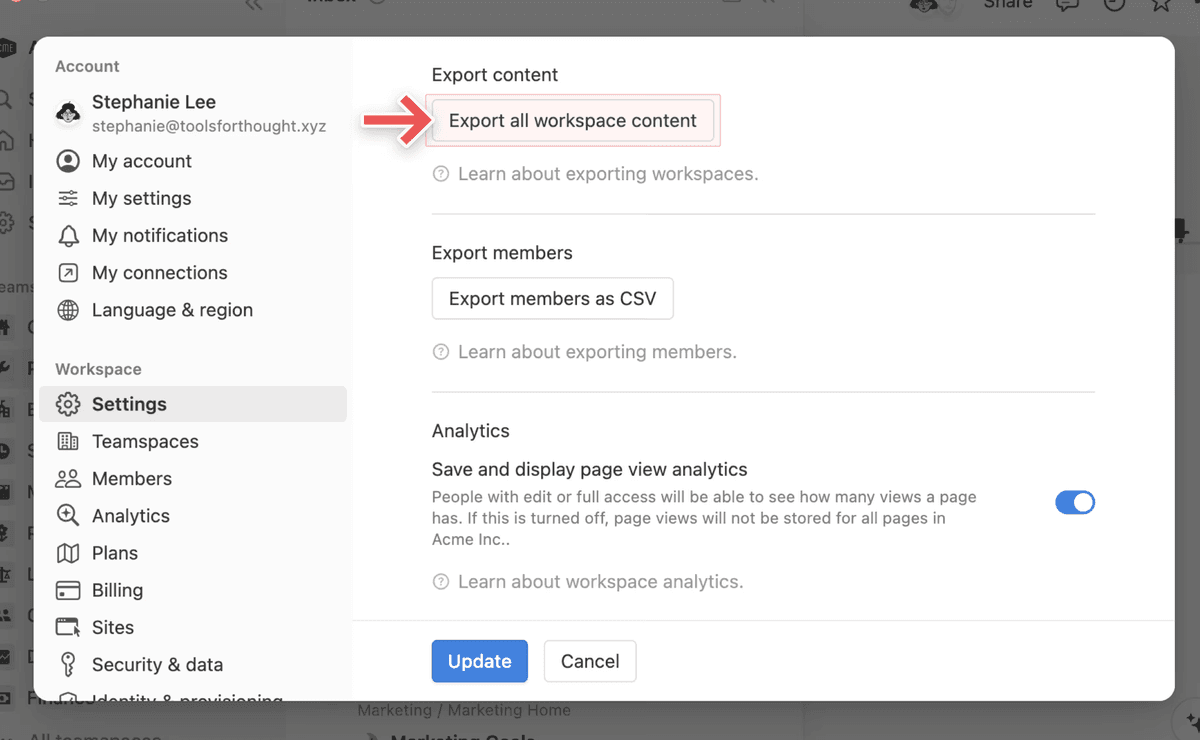 Notion Database Export