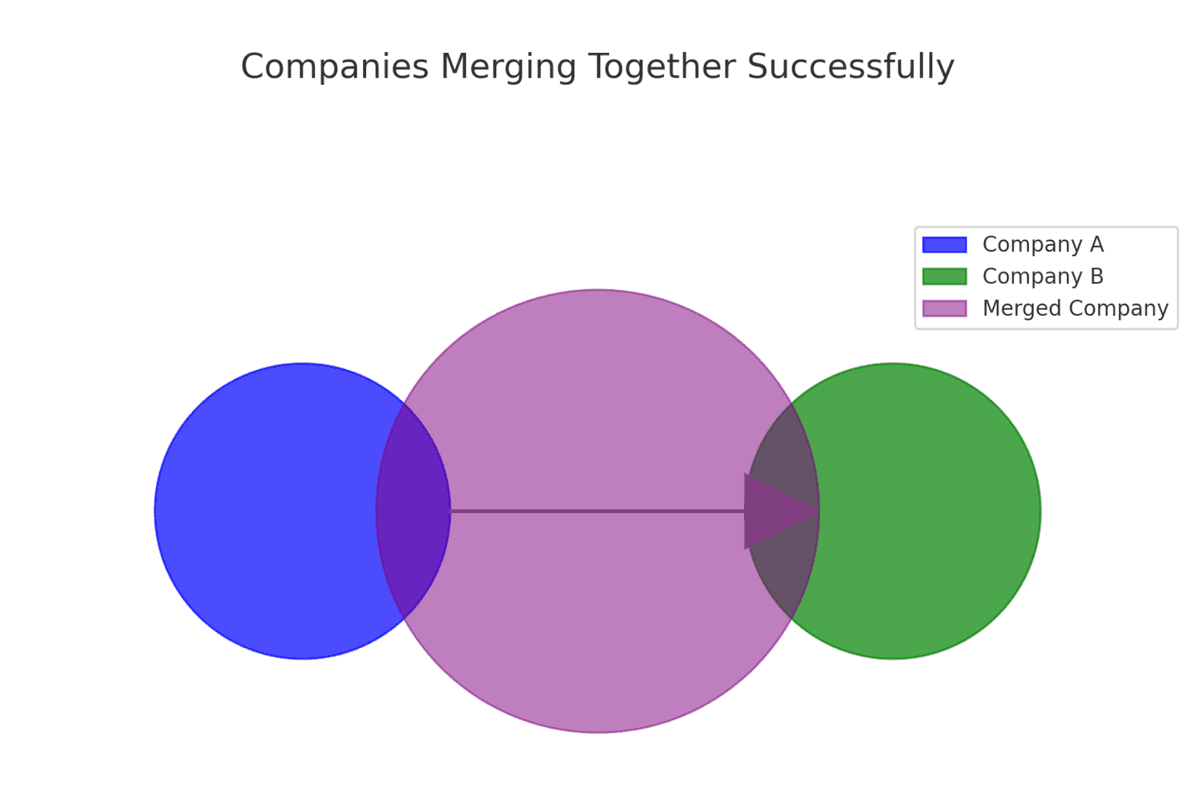 Entreprises fusionnant avec succès.