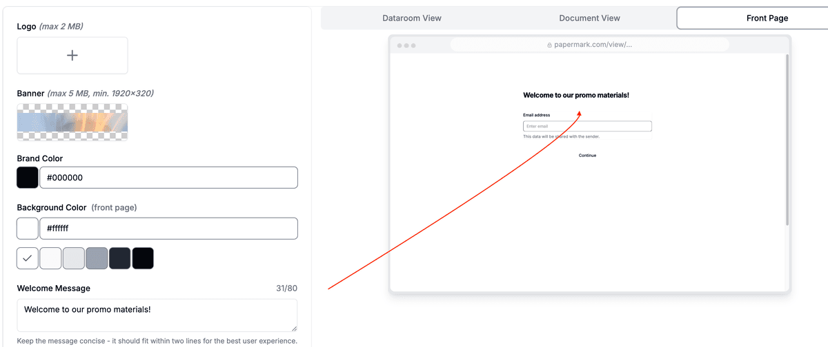 Aperçu de la page d'accueil montrant le message de bienvenue