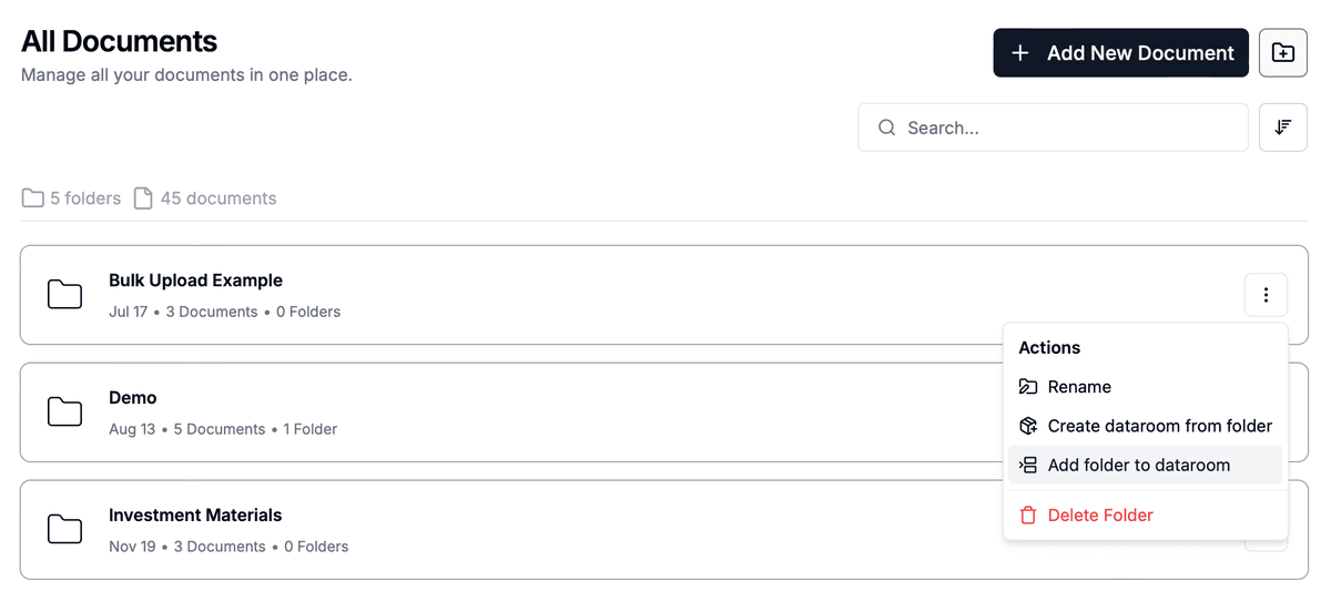 Añadir carpetas a la sala de datos