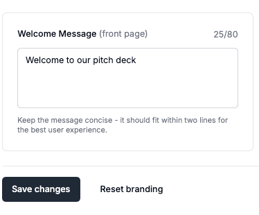 Welcome message field highlighted