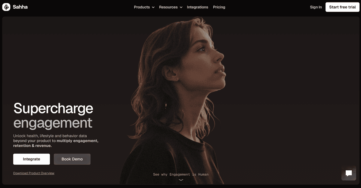 Capture d'écran de la plateforme Sahha.ai